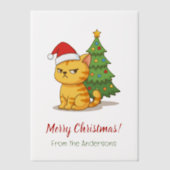 Cranky Tabby Cat Red Hat Christmas Tree Insert Vellum Uitnodigingen (Voorkant)