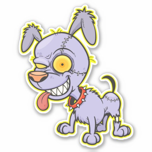 Cranky Zombie Dog Illustratie Kunst Sticker (Voorkant)