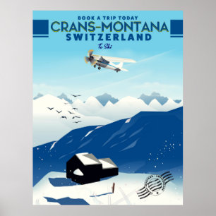 crans-montana Suisse affiche ski