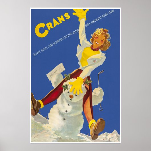 Crans - Montana, Suisse, Ski Travel Poster (Voorkant)