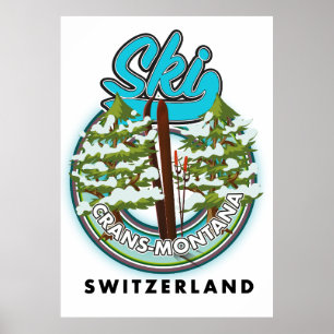 Crans-Montana Zwitserland ski Poster