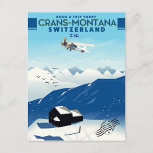 Crans-Montana Zwitserland ski poster Briefkaart