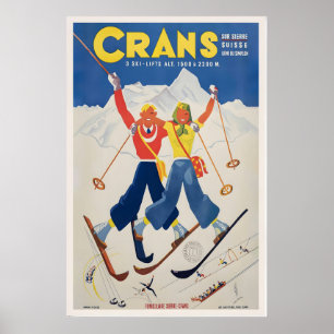 Crans Suisse Zwitserland Vintage Skiposter Poster