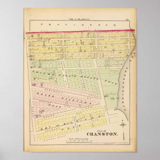 Cranston, RI Map Poster (Voorkant)