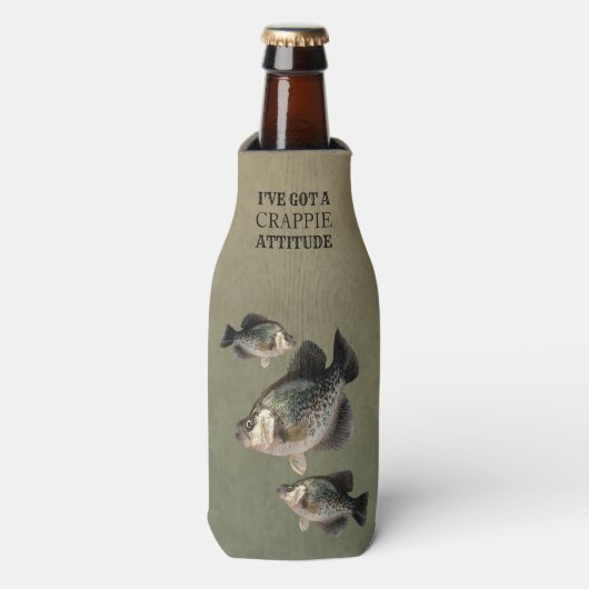 Crappie Attitude Funny Vist Flesjeskoeler (Fles Voorkant)