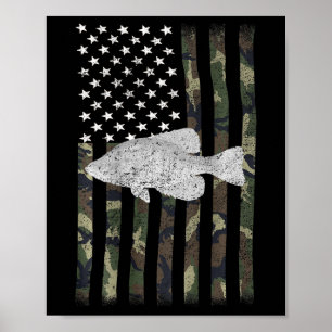Crappie vissen camouflage vlag (op achterkant) poster