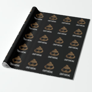 Craptivating Funny Cool Poop Pun Dark BG Cadeaupapier