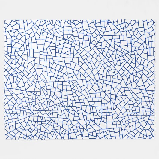 Craquelure Pattern - Navy Blue op White Fleece Deken (Voorkant (Horizontaal))