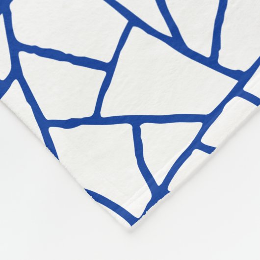 Craquelure Pattern - Navy Blue op White Fleece Deken (Hoek)
