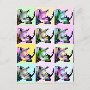 Crash of Rhinos Pop Art Briefkaart