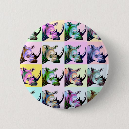 Crash of Rhinos Pop Art Ronde Button 5,7 Cm (Voorkant)