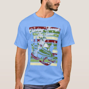 Crashen door de sneeuw retro sneeuwscooters t-shirt