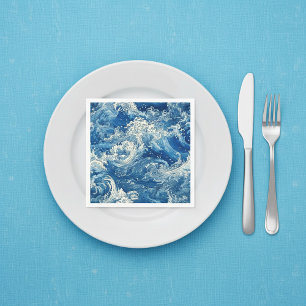 Crashing blue waves Napkins Servet