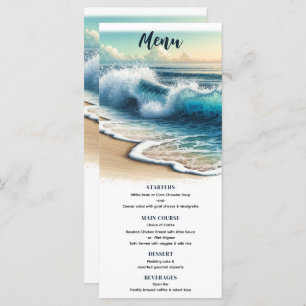 Crashing Ocean Waves Coastal Beach Menu de mariage