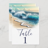 Crashing Ocean Waves Coastal Beach Numéro de table (Devant / Derrière)