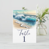 Crashing Ocean Waves Coastal Beach Numéro de table (Debout devant)