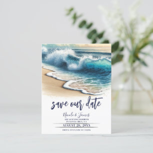 Crashing Ocean Waves Coastal Save the Date Foto Kaart