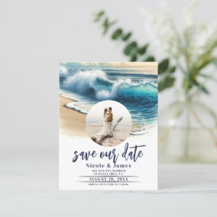 Crashing Ocean Waves Coastal Save the Date Foto Kaart