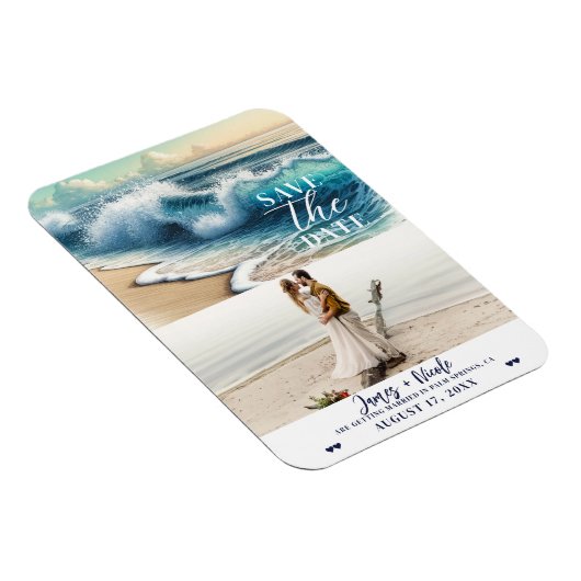 Crashing Ocean Waves Coastal Save the Date Foto Magneet (Rechterzijde)