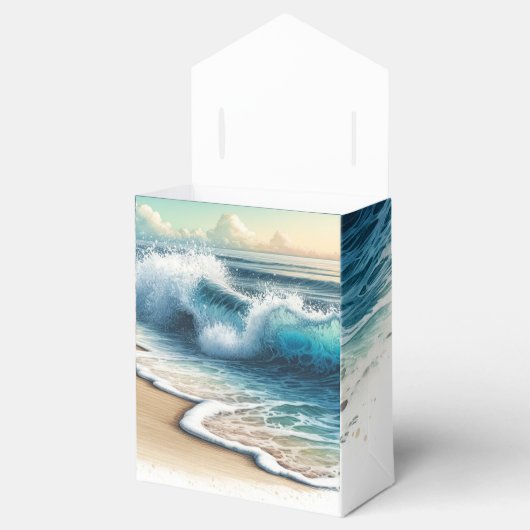 Crashing Ocean Waves Kuststrand Bruiloft Bedankdoosjes (Geopend)