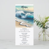 Crashing Ocean Waves Kuststrand Bruiloft Menu (Staand voorkant)