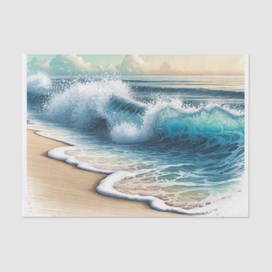 Crashing Ocean Waves Kuststrand Bruiloft Tissuepapier (Voorkant)