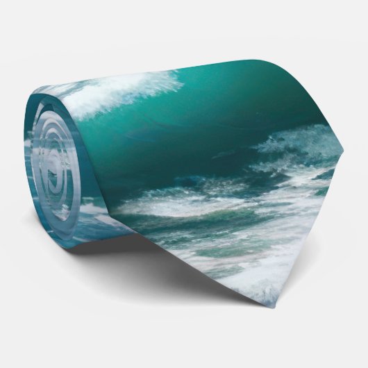 Crashing turquoise oceaangolven stropdas (Opgerold)