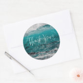 Crashing Waves Ronde Bruiloft Dank u Stickers (Envelop)