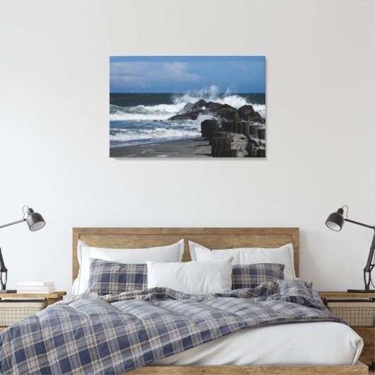 CrashWaves bij Folly Canvas Afdruk (Insitu (Slaapkamer))