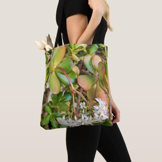 Crassula ovata sur tout le sac d'impression (De près)