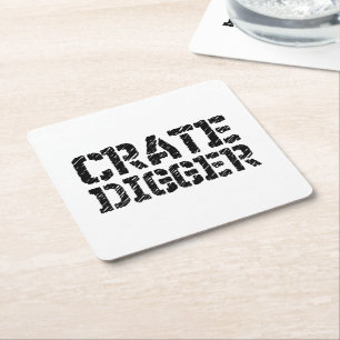 Crate Digger Vierkante Kartonnen Onderzetter