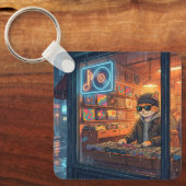 Crate Digging at the Vinyl Store Sleutelhanger (Voorkant)