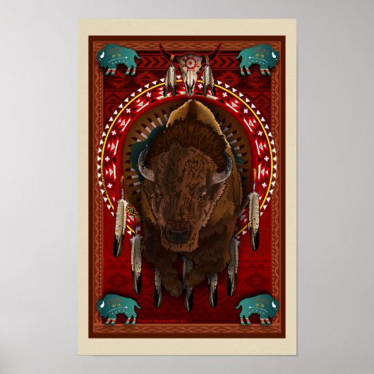 Cratemade Native American Buffalo Design poster (Voorkant)