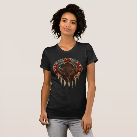 Cratemade Native American Buffalo-ontwerp T-shirt (Voorkant volledig)