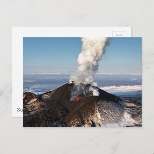 Crater eruption vulcano: lava, gas, stoom, as briefkaart (Voorkant / Achterkant)