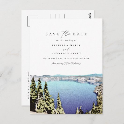 CRATER LAKE Destination Enregistrer la date Carte  (Devant / Derrière)