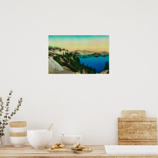 Crater Lake Lodge over het meer Poster (Keuken)