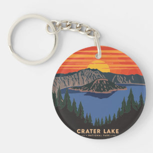Crater Lake National Park bij zonsondergang Sleutelhanger