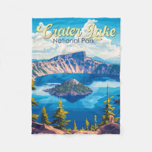 Crater Lake National Park Illustratie Reizen Kunst Fleece Deken