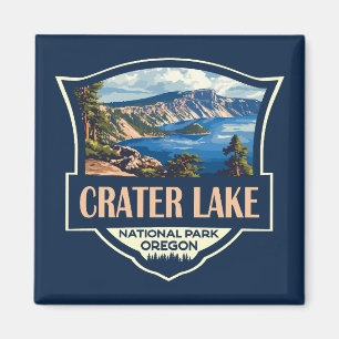 Crater Lake National Park Illustratie Retro Badge Magneet