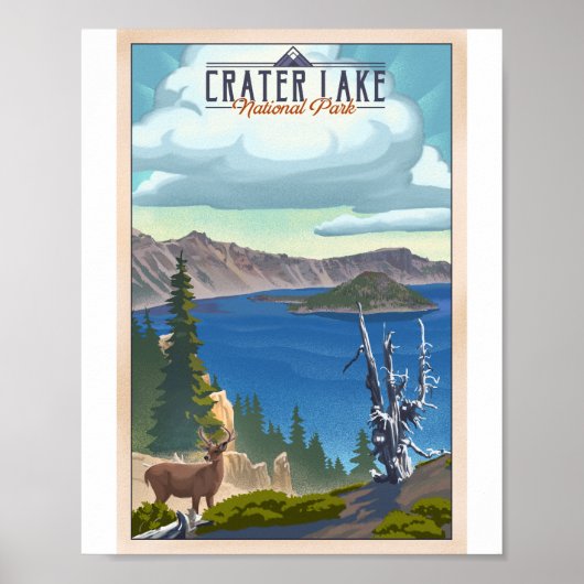 Crater Lake National Park Litho Kunstwerk Poster (Voorkant)