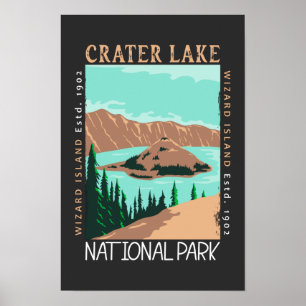 Crater Lake National Park Oregon Retro Vervallen Poster