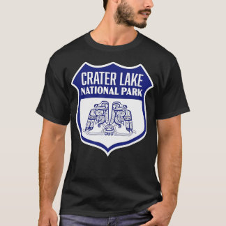 Crater Lake National Park Retro Vogelschild Blauw T-shirt