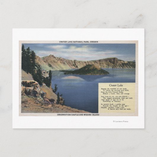 Crater Lake, Oregon - Observatie Briefkaart (Voorkant)