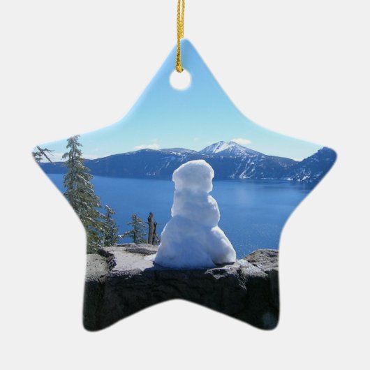 Crater Lake Snowman Keramisch Ornament (Voorkant)