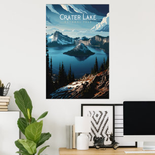 Crater Lakes Majestic Island Uitzicht Poster