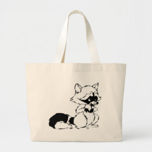 Craty Raccoon Grote Tote Bag