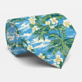 CRAVATE トロピカルで青いデザイン花柄 (Roulé)