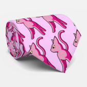 Cravate フー - ピンクの猫ネクタイ - Foo! - Pink kitty Tie (Roulé)