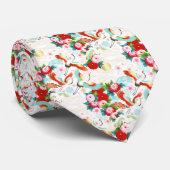 CRAVATE 和柄の着物、鶴、白と青と赤、シームレス柄 (Roulé)